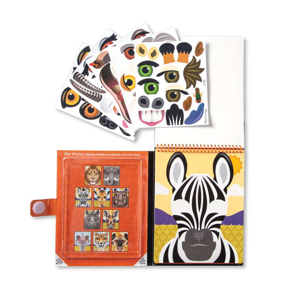 Make-a-Face – Safari Reusable Sticker Pad – On the Go Travel Activity