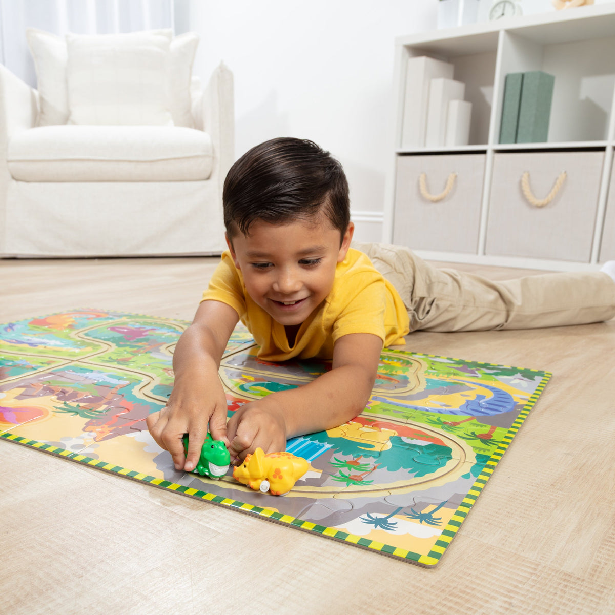 Dinosaur Adventure Tracks Floor Puzzle – 48 Pieces + 2 Wind-Up Dinosaurs