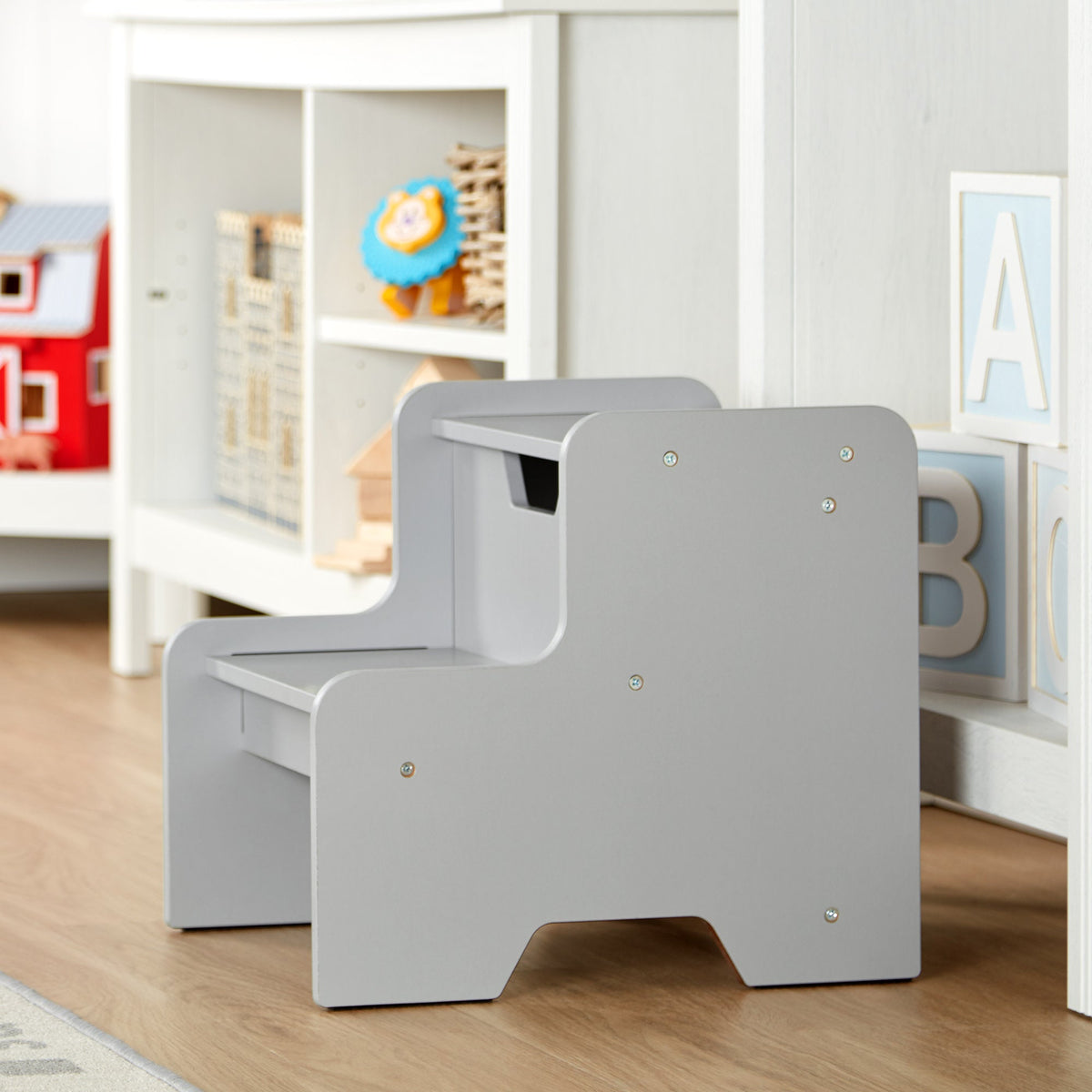 Wooden Step Stool – Gray