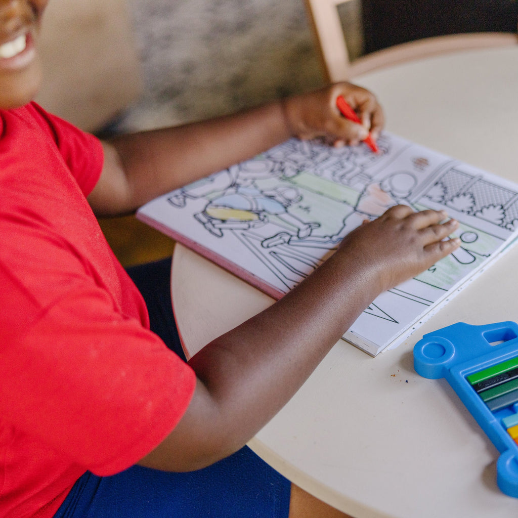 Jumbo 50-Page Kids' Coloring Pad - Space, Sharks, Sports, and More