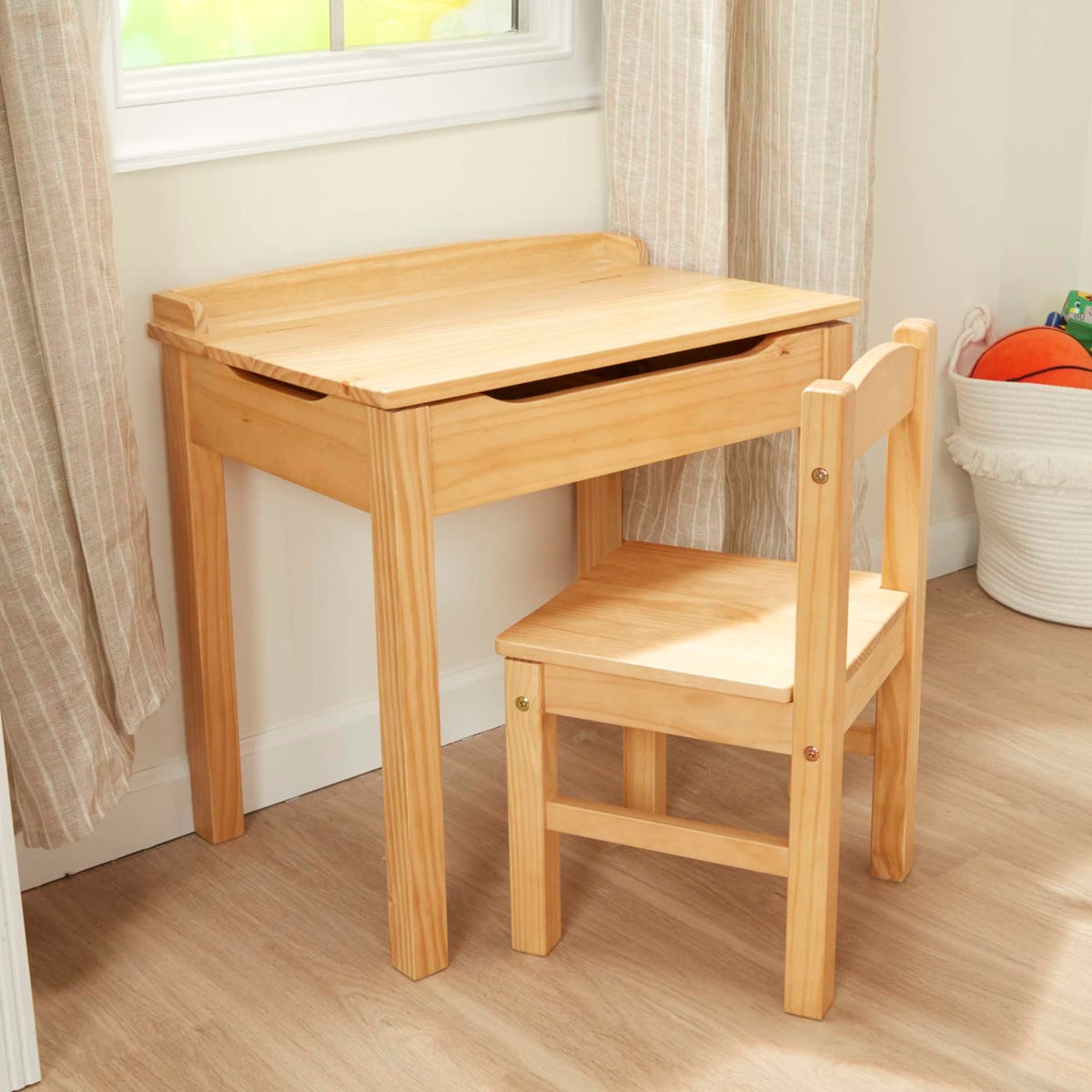 Child's Lift-Top Desk & Chair - Honey