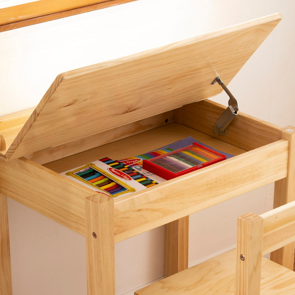 Child's Lift-Top Desk & Chair - Honey