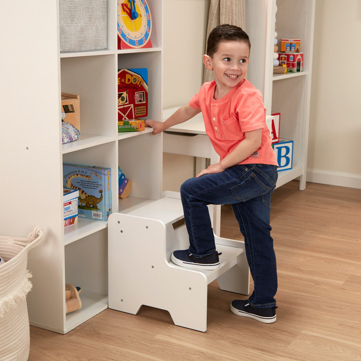 Wooden Step Stool - White