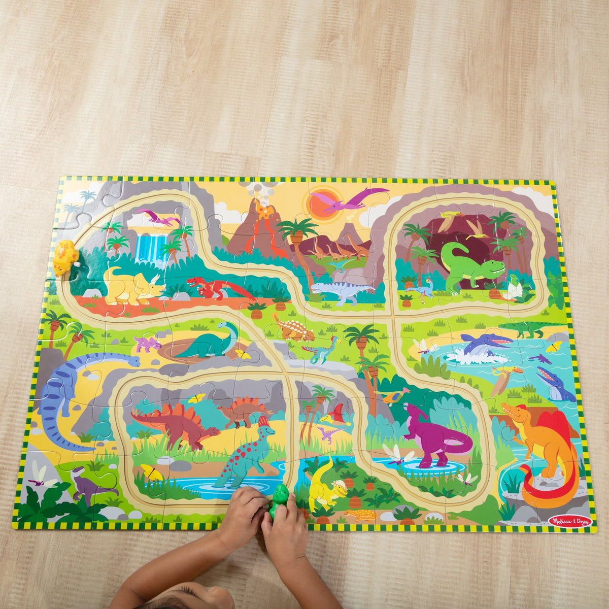 Dinosaur Adventure Tracks Floor Puzzle – 48 Pieces + 2 Wind-Up Dinosaurs